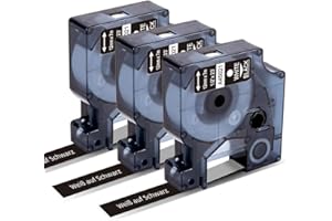 Markurlife Ruban pour Étiqueteuse Compatible pour DYMO D1 45021 12 mm x 7 m Blanc sur Noir Etiquettes Dymo S0720610 pour Recharge DYMO LabelManager 160 360D PnP LabelPoint 250 LabelWriter 450 DUO