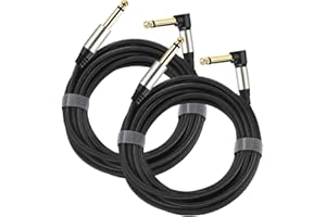 Adoerpai 2-Pack Guitar Cables 1/4 Inch 6.35mm Male to Male Jack Right Angle to Straight Nylon Braided TS Mono Instrument Cable (5m-2 pack)