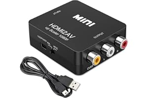 SANGFUN Convertisseur HDMI vers AV, convertisseur HDMI RCA, Adaptateur HDMI RCA avec câble USB, 1080p Mini RCA Composite CVBS vidéo vers Audio, Convient pour Lecteur DVD TV/PC/VCR/Blu-Ray