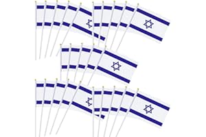 HPMAISON Lot de 50 Mini Drapeau Israël Petits Drapeaux Israélien avec Baton Drapeau Tenus à Manivelle Fanions Pour Fête Bar Célébration Matchs de Football Evénement Sportif Jardin Décoration