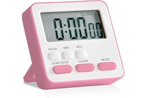 SK Depot 24-Hours Digital Kitchen Timer Large Display Loud Alarm Magnetic Backing Stand Count-Up & Count Down Timers for Cooking Baking Sports Games Office Kids Teachers Classroom Timer (Pink)