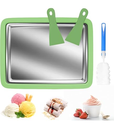 Machine à Glace Roulée Instantanée - Plaque En Acier Inox 304 - Avec 2 Spatules - Pour Yaourt, Sorbet