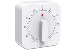 SPEPY Kitchen Timer,60 Minutes/1 Hour Count Down Alarm Reminder Egg Timers White Square Wind Up Mechanical Timer for Baking Boiling Eggs Cooker Teachers Kids