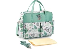 Fiorky Cartoon Print Sacs à langer pour bébé Sac à bandoulière Messenger polyvalent Étanche capacité Multipoches pour nourrissons Bébés Tout-petits