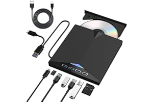 EOKEKE 8 en 1 Lecteur Blu-Ray Externe, Portable Lecteur Blu Ray Externe, Lecteur DVD/BD Graveur Blu Ray USB 3.0 Type-C, 3D CD DVD Graveur Optical Bluray Drive pour PC Ordinateur Windows 11 10 8 7