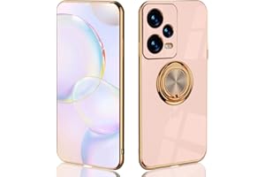 UPLAI Funda para Xiaomi Redmi Note 12 Pro 5G, Ultra Delgado Suave TPU Silicona Antigolpes Carcasa con Soporte de Anillo, Moda Diseño de Galvanoplastia Estuche Caso.Rosado