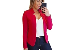 YMING Femme Courts Cardigans Ouverts sur Le Devant Couleur Unie Vestes Manches Longues Blazers