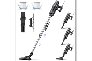 Aspiradora con Cable, Linkifly A6 Aspirador Escoba con Cable, 600W, 30kPa Succión Potente Aspiradora de Mano Cable de 5m, Ideal para Alfombras y Suelos, Incluye Enrollador de Cable, Blanco