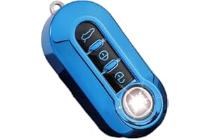 HooRLZ FIAT Schlüsselhülle, Silikon Schlüssel Cover für F-iat 500 FIAT 500C Doblo Ducato Brava Bravo Grande Punto Punto Panda Evo Qubo Fiorino Schlüsselhülle, Autoschlüssel Hülle FIAT - Blau