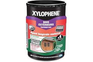 XYLOPHENE - Traitement Bois Extérieurs - Anti Insectes et Anti Termites - Spécial Bois Très Exposés Extérieur - Pour Bardage, Abris, Volets, Palissades - Formule Renforcée en Fongicide - 5L - Incolore