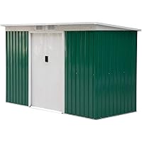 Outsunny Gerätehaus, Gartenhaus, Geräteschuppen mit Schiebetür, Lüftungsfenster, Pultdach, Outdoor, Stahl, Dunkelgrün…