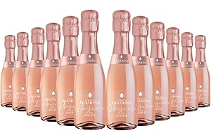 TWELVE GREEN BOTTLES Liquid Diamond Prosecco Rosé Mini 20cl - Premium Sparkling Pink Prosecco from the heart of Italy, perfect for gifting, weddings and parties - Pack of 12