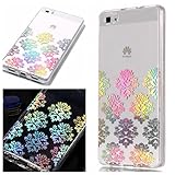 Huawei P8 Lite Case, BONROY Laser Colorful Huawei P8 Lite Case Clear Feather Pattern Design Silicon TPU Gel Rubber Cover Ultra Thin Slim Protective Bumper Shockproof Transparent Skin Shell Cute Elegant Kawaii Personalised Designer - Laser Snowflake
