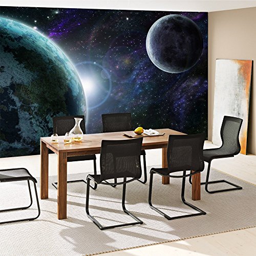 Vlies Fototapete PREMIUM PLUS Wand Foto Tapete Wand Bild Vliestapete – Weltraum Erde Mond – no. 229 Weltraum Erde Mond Weltall, Größe:300x210cm Vlies - 5