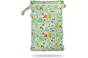 Petit Lulu wasserdicht doublesize Windeltasche | Wetbag Organiser Beutel | Windelsack | Nasstasche für Stoffwindeln | Nässeschutzbeutel | Waterproof Wet Bag | Wickeltasche (Waldtiere)