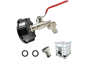 DZAY Robinet Cuve 1000L,Robinet pour IBC Robinet Recuperateur Eau De Pluie Adaptateur De Cuve Robinet,Adaptateur De Réservoir De Vidange,Robinet en Laiton Fabriqué en PP Filetage Gros 60 Mm (Red 1/2")