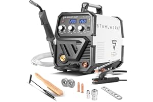 STAHLWERK Poste à souder 2 en 1 combiné MIG MAG 200 ST IGBT - 200 A, synergique, fil fourré FLUX utilisable, MIG/MAG & MMA E-Hand, refroidissement intelligent & protection contre la surchauffe