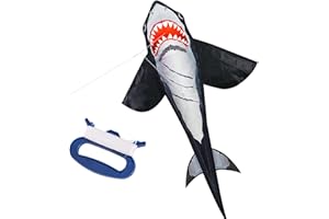 Lixada Latawiec dla dzieci, dorosłych, latawiec z rekinem, najlepszy duży latawiec na plaży, do aktywności na świeżym powietrzu, na plażę, czas rodzinny – w zestawie 30 m sznurka