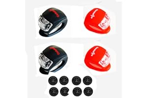 CONSTEFIRE 4 Pezzi Luci per bicicletta, Luce Bici Anteriore e Posteriore Impermeabile, Intelligente 3 Modalià Bicicletta, Illuminazione Bicicletta Set, Batterie incluse (2 Rosso/2 Nero)