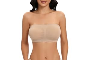 Cavotor Women's Bandeau Bra Padded Strapless Bra Seamless Bandeau Bralette Tube Top Bra Stretchy Wrapped Breast Bra