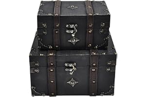 Trendy Boy Scatola portaoggetti vintage fatta a mano da 2 pezzi/set - Scatola decorativa portaoggetti vintage in legno (301-Combo3)
