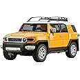 BlackZone 1/24 Toyota FJ Cruiser SUV Alloy Car Model Diecast Metal Off-Road Vehicle Model Simulation Sound and Light Toy Car Mini Car Scale (1/24 Toyota FJ Cruiser-Yellow)