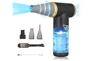 Kica JetFan 2 ZESTAW z 4 dyszami, dmuchawa sprężonego powietrza, przenośny odkurzacz, dmuchawa PC, elektryczna szczotka powietrza, do biura, samochodu, czyszczenia domu, 101000 obr./min/czarny