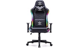 BRIGROS La voglia di fare Reaper - Silla de Gaming Profesional con tecnología LED RGB integrada, Respaldo reclinable, perfiles LED Coloridos Personalizables con Amplia selección de Color (Negro)
