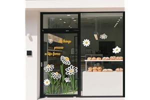 ANATTASOUL Pegatinas de Ventana de Otoño,Pegatinas Ventanas Dibujo Simple De Margarita,Calcomanías de Ventana de para Ventanas con Doble Cara Adhesión Estática, Pegatina Opaca para Cristales