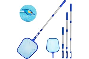 NEPHELOLUX Pool Kescher Netz mit 88 - 140CM Teleskopstange, Whirlpools Teich Blatt Rake Feinmaschig Skimmer für die Reinigung der Oberfläche von Schwimmbad Teiche Springbrunnen Blätter Reinigen