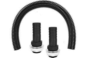 TOLENRE 25 mm Verbindungsschlauch und 2 Schlauchstutzen mit Kontermutter Regentonnenverbindung Regentonnen Verbindungsset für Regentonne Wassertanks Wassertonnen Zisternen