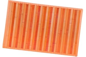 emmevi Alfombra de bambú de madera antideslizante para el pasillo, estribo, cocina, baño, degradado, 50 x 175 cm, color naranja