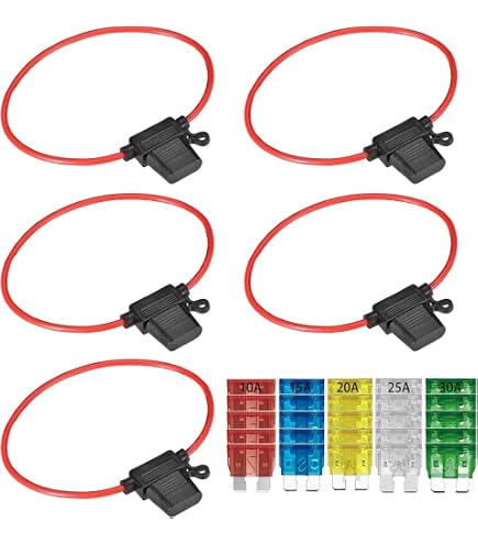 Lot De 3 Porte-Fusibles ATC Avec Câble 6 Mm² 10 GA - Protection 5A à 30A Pour Voiture, Camion, Amplificateur Audio
