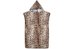 Highdi Surf Poncho con Cappuccio, 3D Leopardo Microfibra Asciugatura Rapida Telo Mare Uomo o Donna Adulto Asciugamano Accappatoio Ideale per Sport Piscina Spiaggia Nuoto