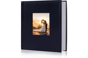 RECUTMS - Album fotografico da 15 x 4 cm, per 200 foto, con spazio per memo in pelle PU, con copertina in pelle di alta qualità, per famiglia, madre, matrimonio, bambini, vacanze, regalo (blu)