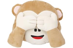 WOWUWUYA Cuscino Peluche Forma Scimmia Emoji Emoticon Occhi Coperti Decorazioni Divano