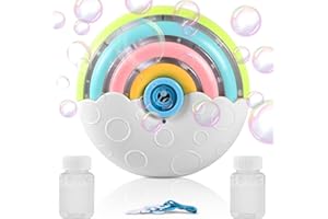 QOOLOO Machine à Bulles, Pistolet à Bulles Machine à Bulles Savon Automatique, Jouet Soufflante à Bulles pour Enfants 3 4 5 6 Ans，1500+ Bulles/Min, Activité extérieure et intérieure