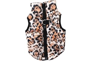 CLSSLVVBN Vesti Un Amico Peloso in Stile Gilet Giacca Cappotto per Cani di Piccola Taglia e Gatti Abbigliamento Invernale Imbottito Cappotto per Cani in Poliestere, Leopardato, M
