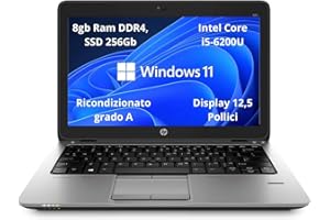 GENERIC Notebook Hp Elitebook 820 G3 12,5 Pollici, Pc Computer Portatile Ricondizionato, Intel core i5-6200U, 8gb Ram SSD 256Gb, Windows 11 Pro