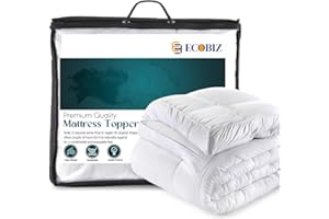 ECOBIZ Luxury Soft 10CM Extra Thick Mattress Topper Kingsize Bed with Strong Straps King Size Mattress Toppers King Size Bed Toppers King Size Mattress Topper Matressesdouble Topper King Size