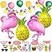 Produktbild MMTX 56 Stück Hawaiian Beach Party Dekoration, Tropical Sommer Party Supplies mit Flamingo Ananas Helium Ballons, Dekor Garland Bunting Banner und Foto Requisiten Sommerfest Hochzeit Geburtstag.