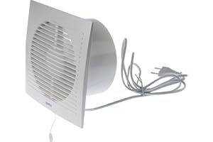 LIRAST Ø 150mm Ventilatore da Bagno Bianco con Cavo - Aspiratore Aria in Plastica - Ventola per Bagno Cucina WC