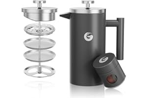 Coffee Gator Cafetiere French Press plus Mini Jar Canister, Double Walled Insulated Coffee Press with Stainless Steel Filter, Hot Cold Brew Tea Maker, 1 Liter (4-8 Cups)