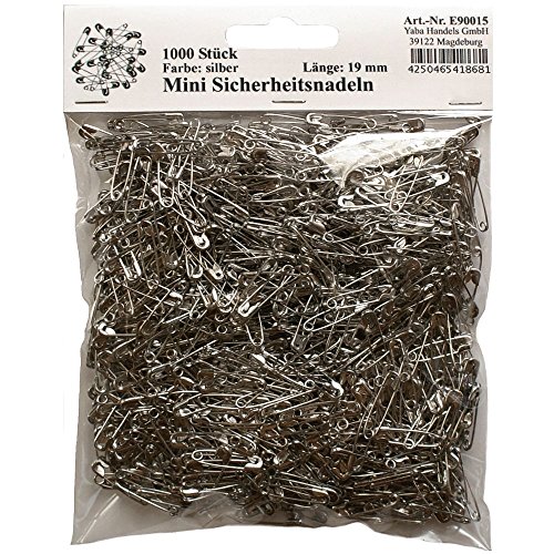 1000 Stück Mini Sicherheitsnadeln klein, silber ca.19 mm, Sicherheits- Nadel Nadeln, E90015