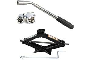 JAOSY Universal Scissor Jack 2 Ton Scissor Wind Up Jack Extend from 105MM to 385MM and Extendable Wheel Brace Wrench Tyre Repair Tools Kit for Car Van(Wrench + 2Ton Jack)