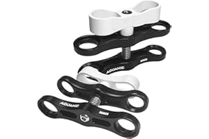Nitescuba 2 x 2,5 cm Standard-Kugelklemmenhalterung, Lange Kugelklemmen-Halterung, 360°-Clip-Adapterhalterung für Unterwasser-Tauchlichtarm-Tablett (SC02S)
