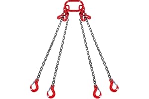 VEVOR Élingue Chaîne de Levage à 4 Brins avec Crochets et Ajusteurs, 6 mm x 150 cm, Capacité de Charge 2993 kg, Grade 80, pour Chariot Élévateur, Palan à Moteur, Quai, Chantier de Construction, Usine