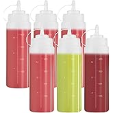 ASelected 6Pcs 500Ml Squeeze Sauce Bottle, Squeeze Sauce Bottle With With Twist On Cap Lids, Plastic Squeeze Dispensers With 