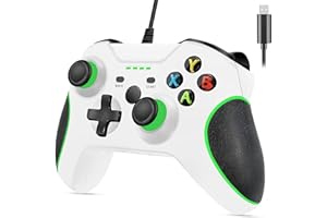 HOVLIAN Wired Controller for PC, Wired USB Gamepad Controller Compatible with PC Windows 7/8/10 with 3.5mm Headset Audio Jack(White) Connecting to Xbox Consoles is Not Supported at this Time