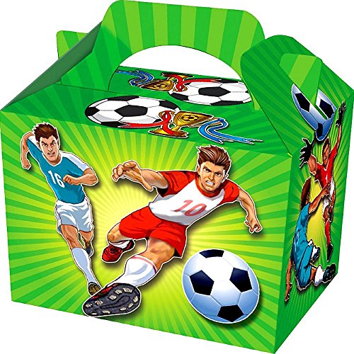 German Trendseller® - 8 x Fußball Party Boxen mit Griff zum Befüllen ┃ Fußball ┃ Ideal als Mitgebsel für Ihre kleinen Gäaste